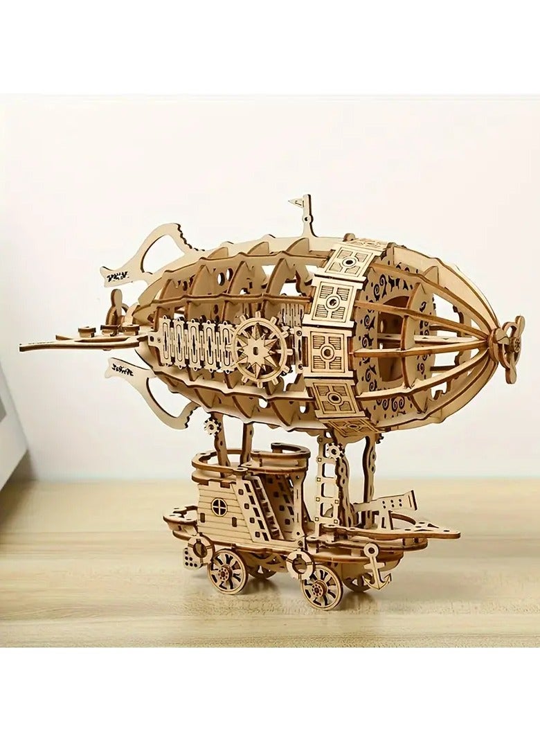 3D Wooden Airship Model Kit Challenging Brain Teaser for Adults  Handcrafted Mechanical Puzzle Perfect DIY Project - Image 4